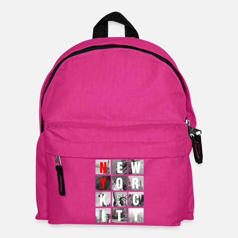 New York City Collage Grid - Kids' Backpack - fuchsia