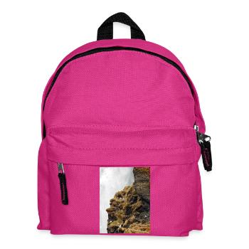 Seabirds sitting on the cliff near waterfall - Kids' Backpack - fuchsia - Front