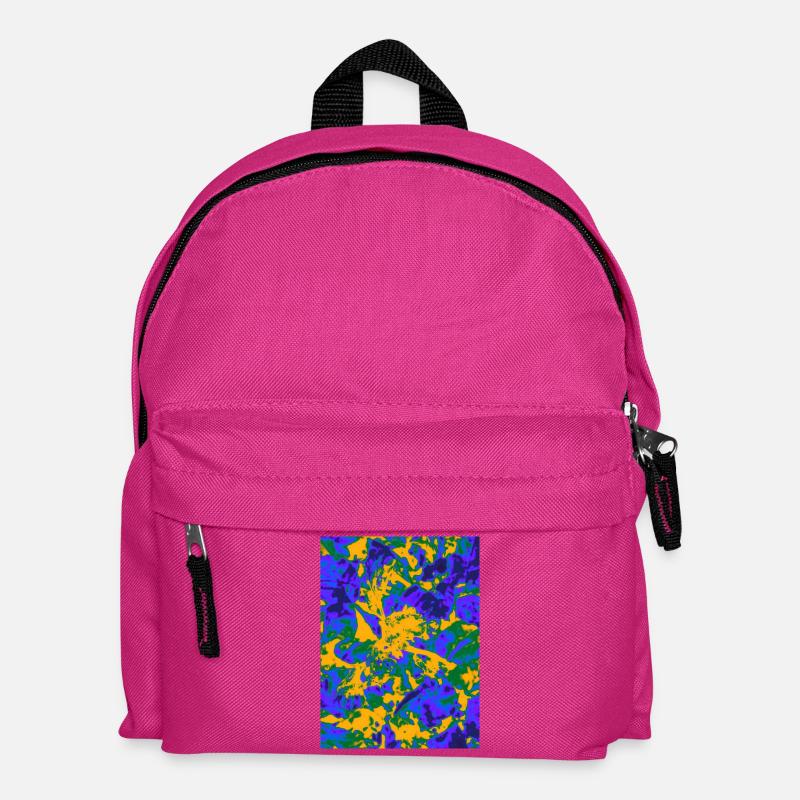 Neon Psychedelic Floral Burst - Kinder Rucksack - Fuchsia