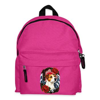 Jack Russell Terrier im Japan Tattoo Stil - Kinder Rucksack - Fuchsia - Vorne
