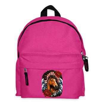 Pferd im japanischen Irezumi Tattoo Stil - Kinder Rucksack - Fuchsia - Vorne