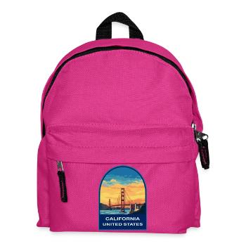 Kalifornien, USA Golden Gate Bridge Reiseabzeichen - Kinder Rucksack - Fuchsia - Vorne