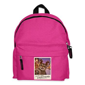 Santa Saw Everything Katze Selfie - Kinder Rucksack - Fuchsia - Vorne