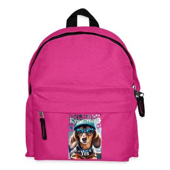 Dachshund Look Yes Dachshund with Cap Stylish Glasses - Kids' Backpack - fuchsia - Front