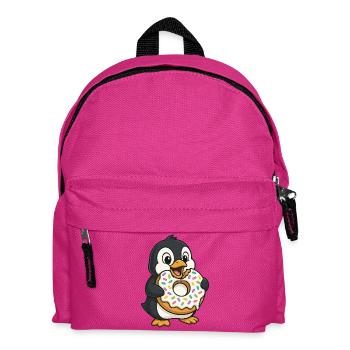 Süßer Pinguin mit Donut Nachtisch Naschen - Kinder Rucksack - Fuchsia - Vorne