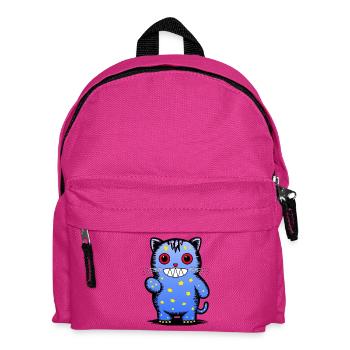 Playful blue cat character with stars - Kids' Backpack - fuchsia - Front