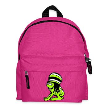 Frosch Reggae Musik Rasta Haare Mütze Jamaika Fun - Kinder Rucksack - Fuchsia - Vorne