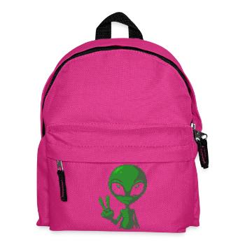 Pixel grünes Alien-Friedenszeichen - Kinder Rucksack - Fuchsia - Vorne