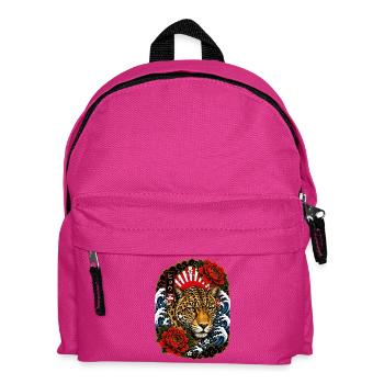 Leopard im japanischen Irezumi Tattoo Stil - Kinder Rucksack - Fuchsia - Vorne
