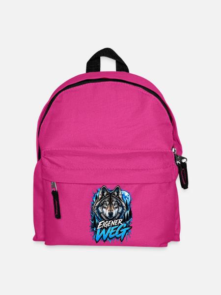 Neon-Wolf Mondnachtwald - Kinder Rucksack - Fuchsia