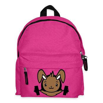 Hase Bodybuilder Gym Muskeln Stark Fitness Gewicht - Kinder Rucksack - Fuchsia - Vorne