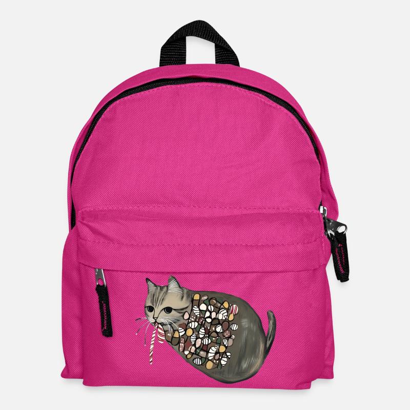 Candy Pattern Candy Cat - Kids' Backpack - fuchsia