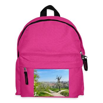 Spring view with a blooming orchard - Kids' Backpack - fuchsia - Front