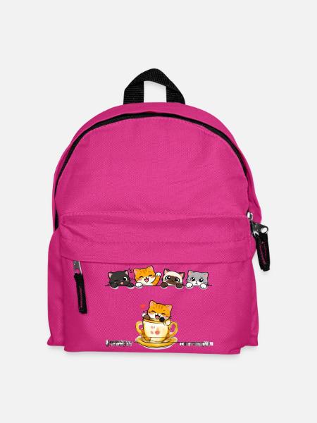 Kawaii Katzen-Teeparty - Kinder Rucksack - Fuchsia