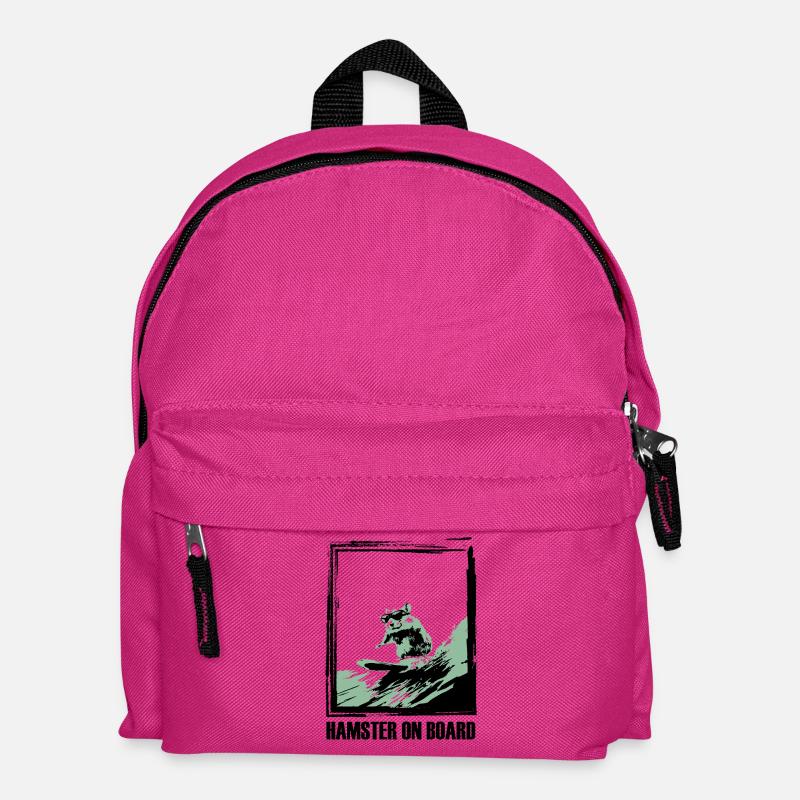Hamster on surfboard - Kids' Backpack - fuchsia