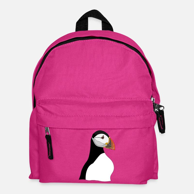 Puffin Head Print - Kids' Backpack - fuchsia