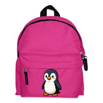 Pixel Penguin: Playful Retro Aesthetic - Kids' Backpack - fuchsia - Front