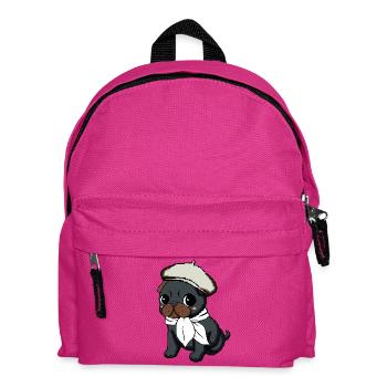 Black Pug Beret - Kinder Rucksack - Fuchsia - Vorne
