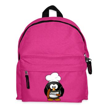 Cooking penguin with grilled sausage - Kids' Backpack - fuchsia - Front