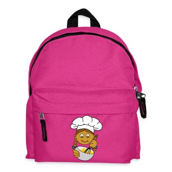 Bakery brown girl with chef's hat - Kids' Backpack - fuchsia - Front