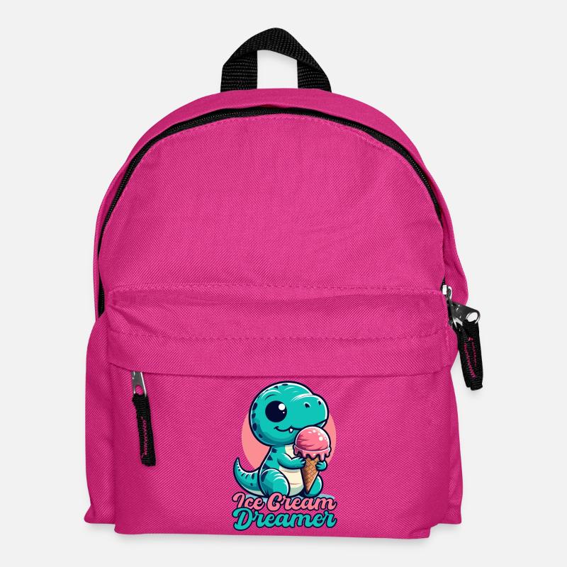 Eiscreme Träumer süßer T-Rex mit Eis Geschenk - Kinder Rucksack - Fuchsia