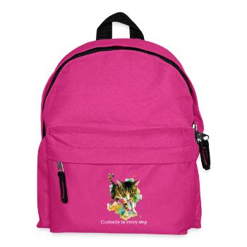 Étapes de l’aquarelle de chat curieux - Sac à dos Enfant - fuchsia - Devant