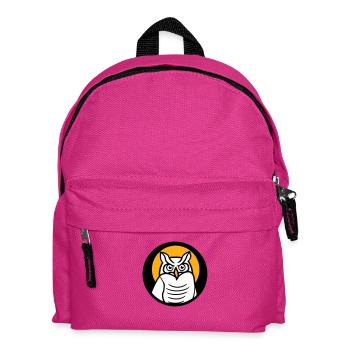 hibou oiseau aigle hibou soleil lune nuit pleine lune rond logo - Sac à dos Enfant - fuchsia - Devant