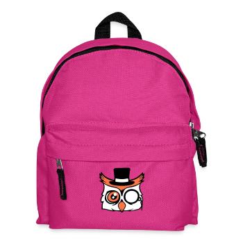 Sir Eule Zylinder Hut Monokel Brille reicher Herr - Kinder Rucksack - Fuchsia - Vorne