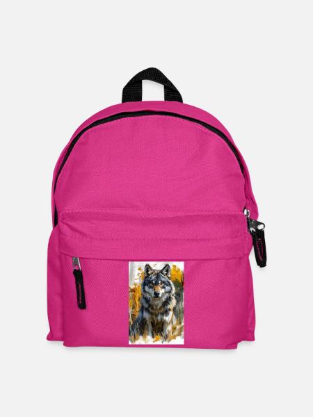 Illustration of a wolf - Kids' Backpack - fuchsia