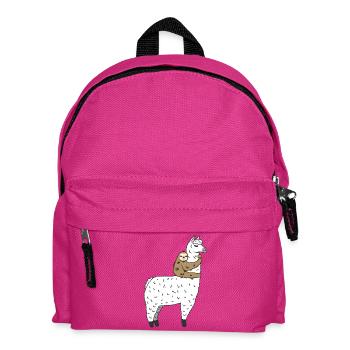 Faulheit reitend Llama Süßes lustiges Duo Kunst - Kinder Rucksack - Fuchsia - Vorne