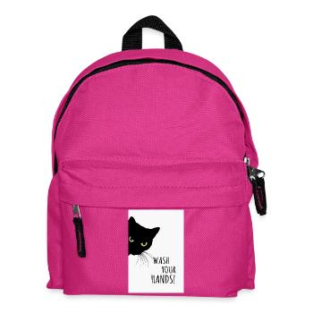 Wash Your Hands! – Funny cat poster - Kids' Backpack - fuchsia - Front