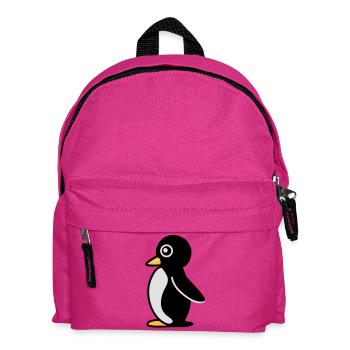 Minimalistischer Pinguin - Kinder Rucksack - Fuchsia - Vorne