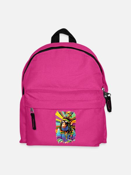 Bunter Reggae Afro Rasta Cartoon Affe - Kinder Rucksack - Fuchsia
