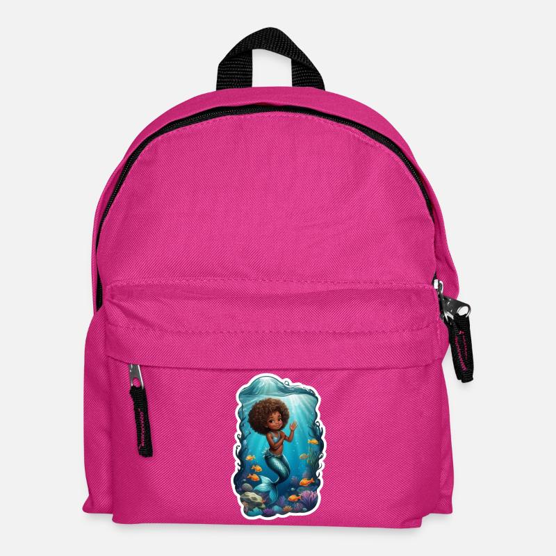 Fairytale mermaid with curly hair - Kids' Backpack - fuchsia