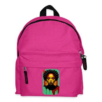 Porträt Schwarze Frau Tropfen Farben - Kinder Rucksack - Fuchsia - Vorne