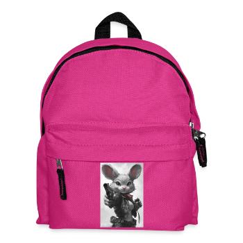 Action bunny in leather jacket - Kids' Backpack - fuchsia - Front