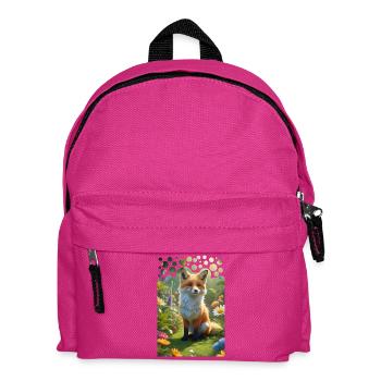 Vilain renard mignon sur une prairie avec des fleurs - Sac à dos Enfant - fuchsia - Devant