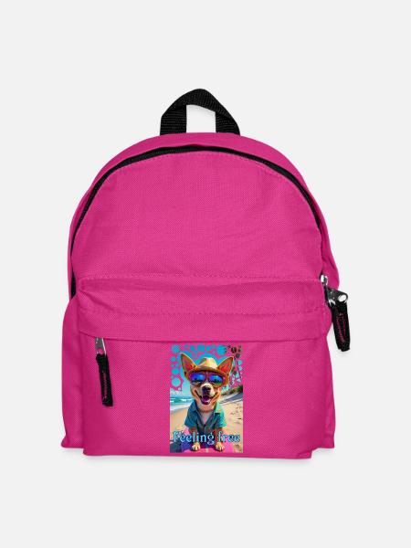 Lustiger Hund mit Brille beim Surfen Strandurlaub - Kinder Rucksack - Fuchsia