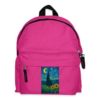 Sternennacht mit Sonnenblumen - Kinder Rucksack - Fuchsia - Vorne