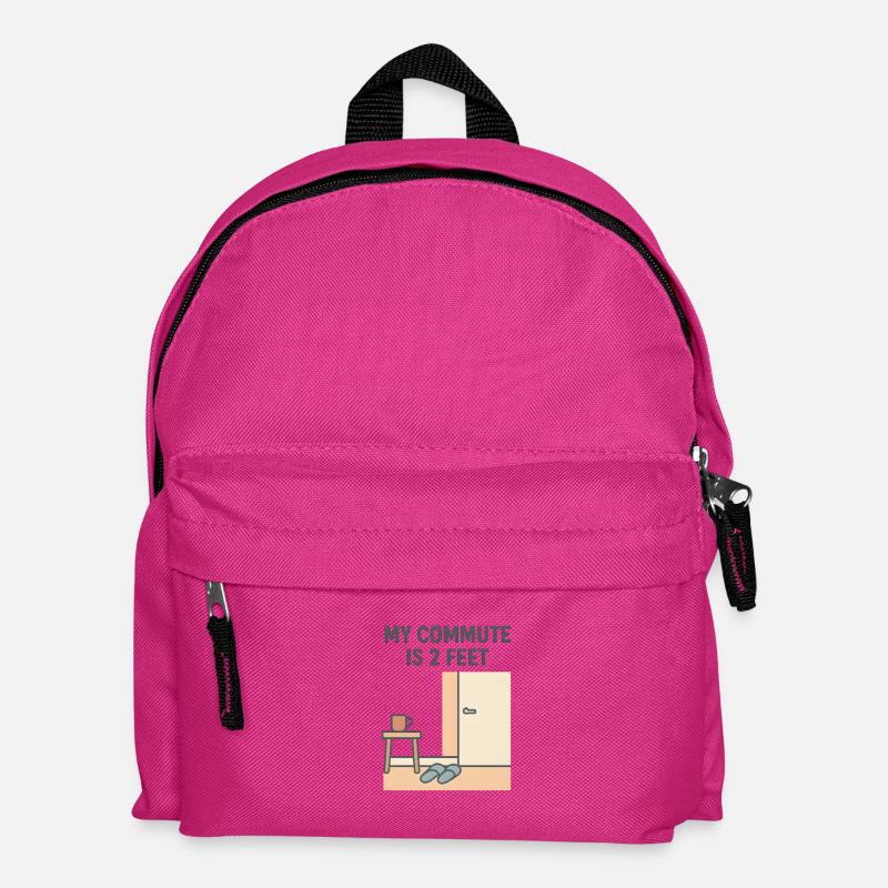 My Commute Is 2 Feet Illustration - Kids' Backpack - fuchsia