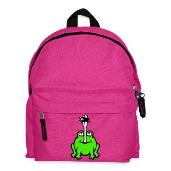 Frosch fängt Fliege Zunge Mücke essen hunger Kröte - Kinder Rucksack - Fuchsia - Vorne