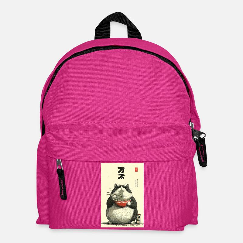 Chonky Cat Ramen Ukiyo-e - Kinder Rucksack - Fuchsia