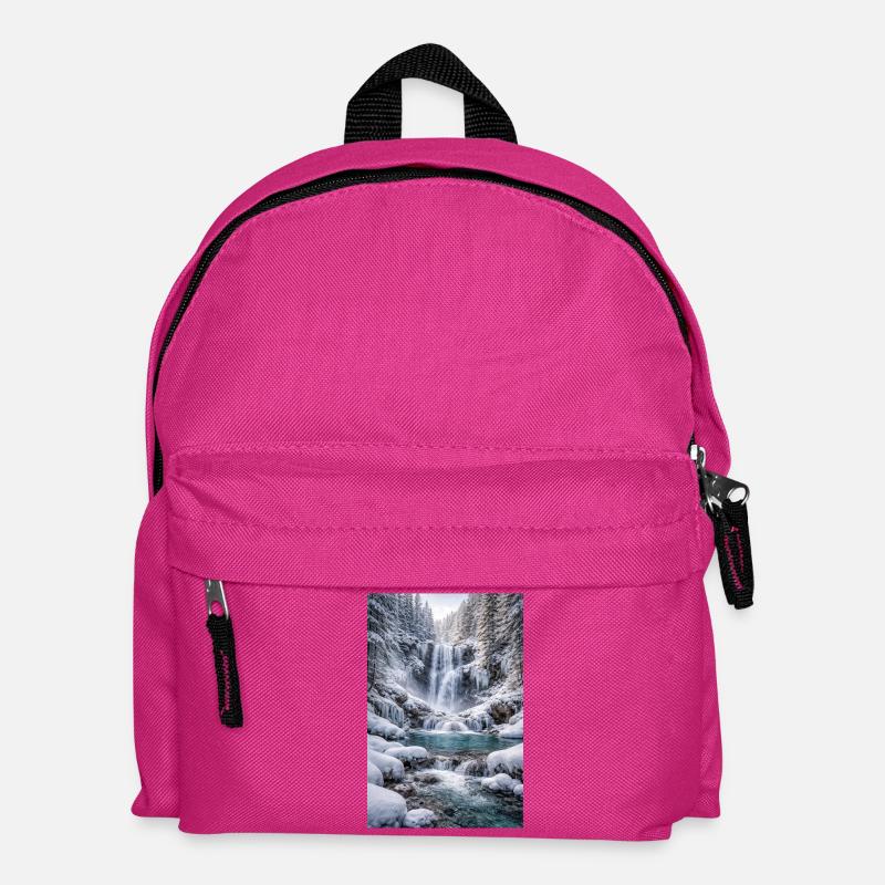 Winterwasserfall im schneebedeckten Wald - Kinder Rucksack - Fuchsia