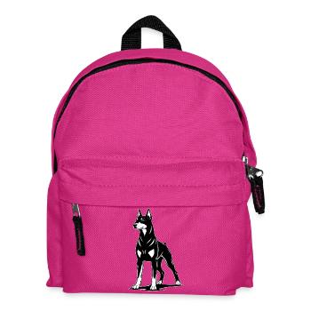 Doberman standing in black and white - Kids' Backpack - fuchsia - Front