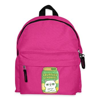 Funny Grouchy Cat Sourpuss Lemonade Drink Can - Kids' Backpack - fuchsia - Front