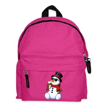 Schneemann mit Latte Macchiato - Kinder Rucksack - Fuchsia - Vorne
