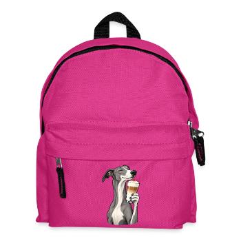 Greyhound mit Latte Macchiato - Kinder Rucksack - Fuchsia - Vorne