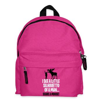 I see a little silhouetto of a man scare a Moose - Kids' Backpack - fuchsia - Front