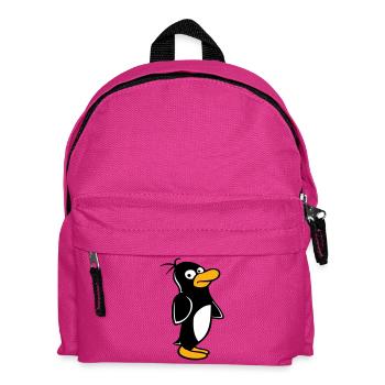 Pinguin guckt lustig vorsichtig zur Seite steht - Kinder Rucksack - Fuchsia - Vorne