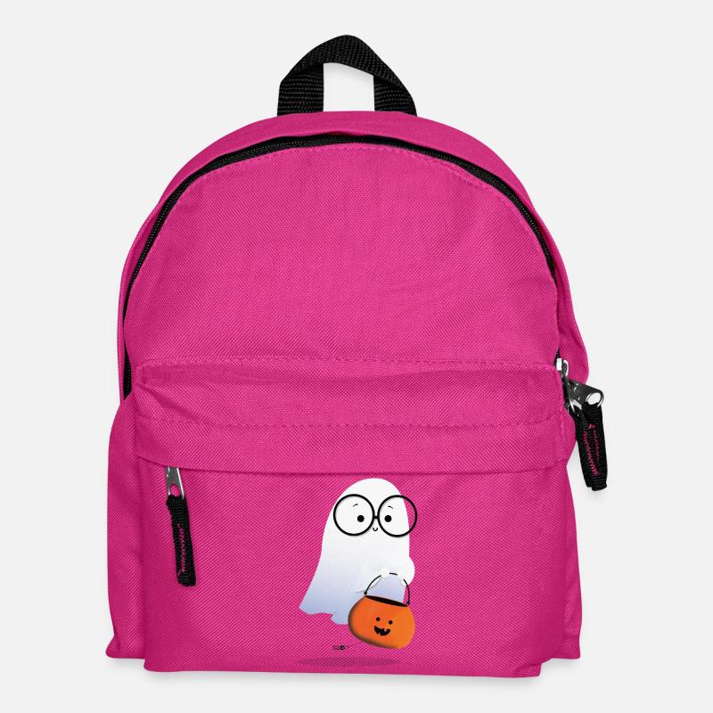 Ghost with pumpkin basket - Kids' Backpack - fuchsia